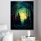 Painting by numbers: Northern lights in the winter forest